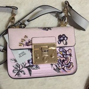 River Island Pink Embroidered Small Bag